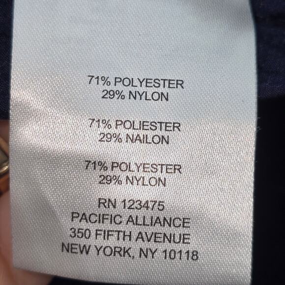 Ellen Tracy Long Top Womens XL Navy Textured Split Back Long Sleeve Button Up - Picture 5 of 8